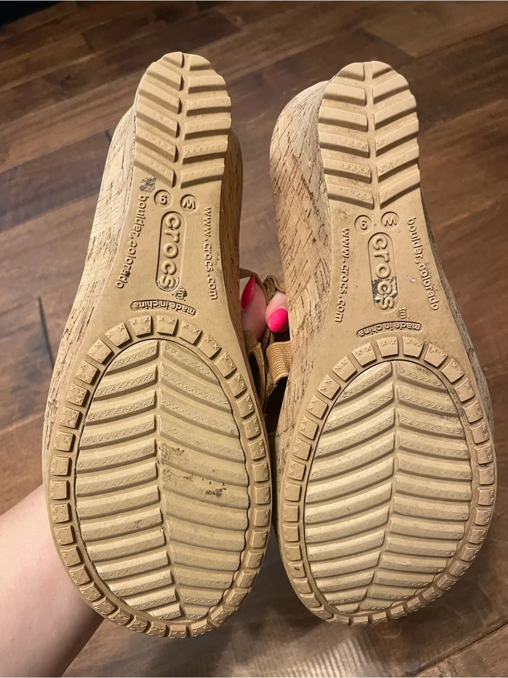 Crocs Women's A-Leigh Cork Wedge strappy Summer Sandals size 9
